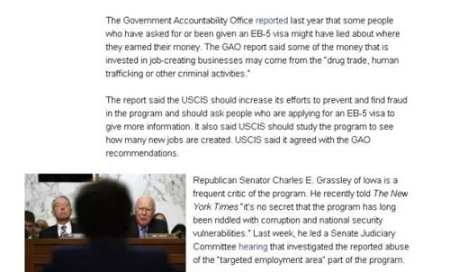 美国官方媒体美国之音也披露了EB-5项目中存在的种种问题 美国官方媒体美国之音也披露了EB-5项目中存在的种种问题