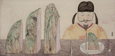 石荣强作品《皇帝的午餐》(英国《英中时报》资料图) 石荣强作品《皇帝的午餐》(英国《英中时报》资料图)