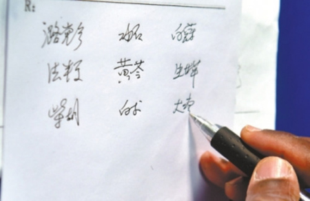 迪亚拉用汉字为病人开出一剂药方。 迪亚拉用汉字为病人开出一剂药方。