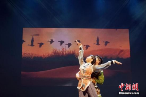 双人舞表演《归途》。 <a target='_blank' href='http://www.chinanews.com/'>中新社</a>记者 付强 摄