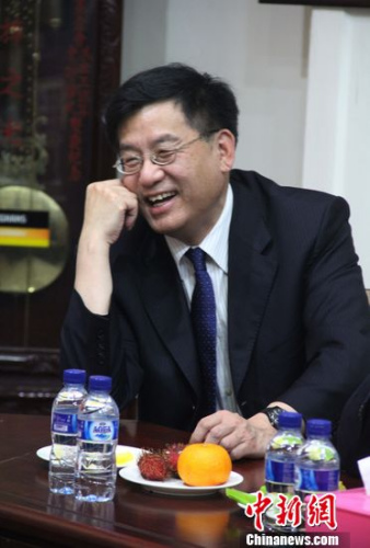 访问团成员、中国新闻社社长章新新。林永传 摄 访问团成员、中国新闻社社长章新新。林永传 摄