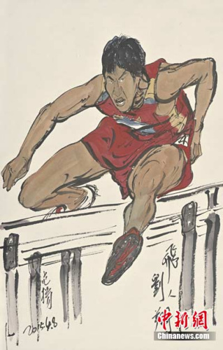 范扬画作--“飞人”刘翔 范扬提供 范扬画作--“飞人”刘翔 范扬提供