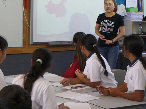 亨德森中学的中文课堂。图片来源:亨德森中学官网。 亨德森中学的中文课堂。图片来源:亨德森中学官网。