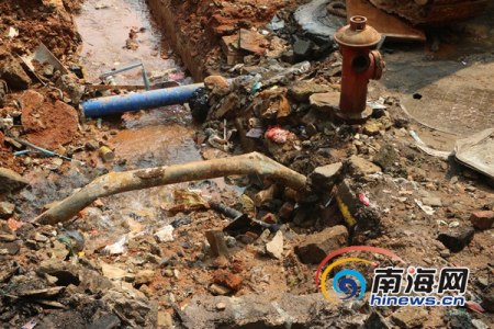 文昌文城镇天然气管道泄漏。 通讯员 郑棉航 摄