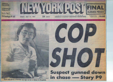 1981年，方子源与悍匪驳火的英勇事迹上了主流媒体（美国《侨报》）