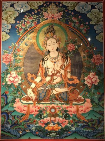 (国家级非物质文化遗产传承人希热布唐卡作品《白度母》) (国家级非物质文化遗产传承人希热布唐卡作品《白度母》)