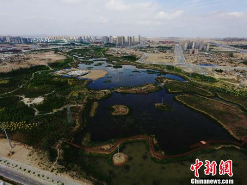 秦王川盆地北高南低，这里正处于南部低洼地带，地下潜流和自然降水在此汇集形成湿地。　杨艳敏　摄 秦王川盆地北高南低，这里正处于南部低洼地带，地下潜流和自然降水在此汇集形成湿地。杨艳敏 摄