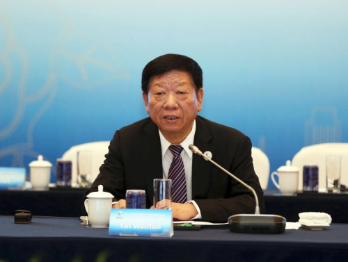 图为人力资源和社会保障部部长尹蔚民致辞。主办方供图 图为人力资源和社会保障部部长尹蔚民致辞。主办方供图