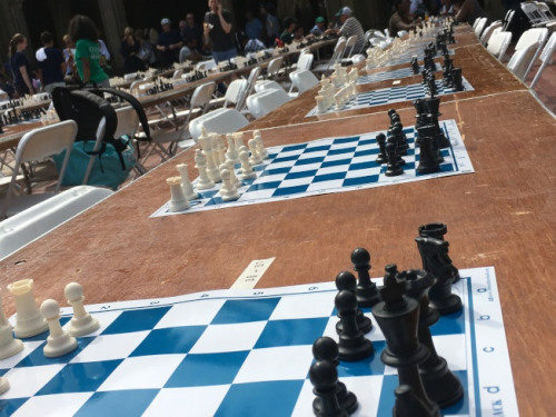 第17届校内西洋棋公园赛在中央公园举行，吸引700多名各年龄西洋棋爱好者。(美国《世界日报》 李硕/摄)