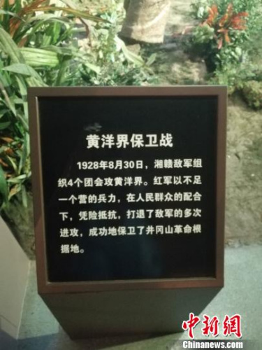 井冈山革命博物馆通过文字展示“黄洋界保卫战”史料。 苏路程 摄 井冈山革命博物馆通过文字展示“黄洋界保卫战”史料。 苏路程 摄