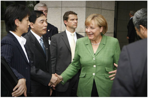 2007年8月28日，默克尔在南京。