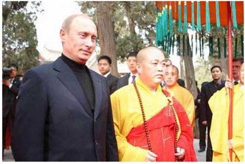 俄罗斯总统普京访问少林寺。