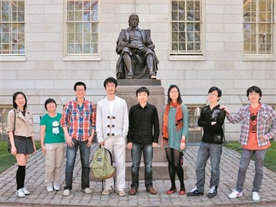 季弘斐(左三)在哈佛大学。 季弘斐(左三)在哈佛大学。