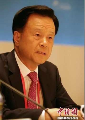 图为许荣茂与会发言中。<a target='_blank' href='http://www.chinanews.com/'>中新社</a> 任海霞摄。