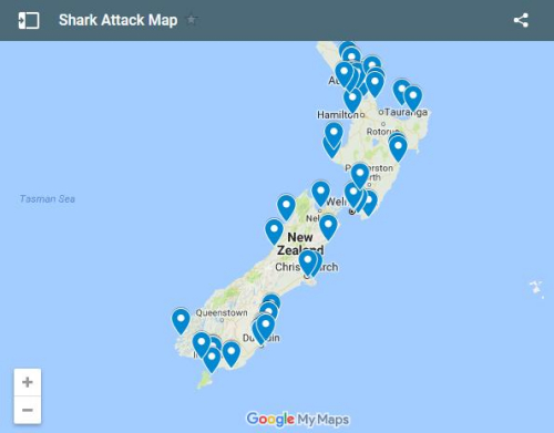 新西兰最可能发生鲨鱼袭人的地点