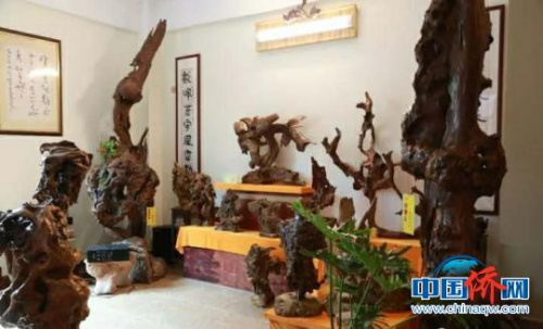 万宁根艺馆的根雕作品。 吴鹏 摄 万宁根艺馆的根雕作品。 吴鹏 摄