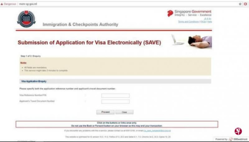 假网站与移民与关卡局的签证申请页面完全相同。(来源：《联合早报》新加坡移民与关卡局提供)
