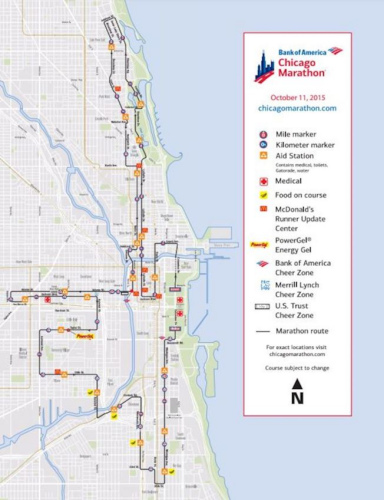 2018年芝加哥马拉松赛路线。(取自芝加哥马拉松赛官网)