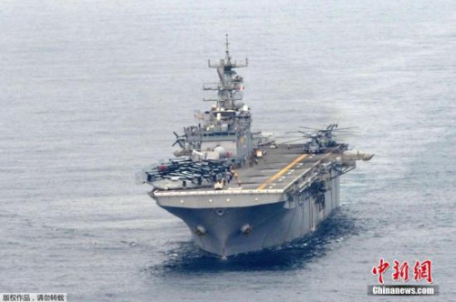 资料图:美国海军多用途两栖攻击舰在东亚海域活动。 资料图:美国海军多用途两栖攻击舰在东亚海域活动。