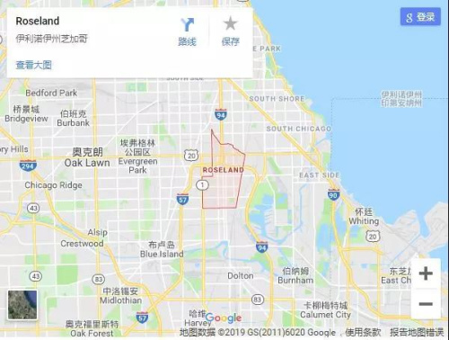 史教授前往寻车的罗斯兰德区(Roseland),治安非常差。谷歌地图截图 史教授前往寻车的罗斯兰德区(Roseland),治安非常差。谷歌地图截图