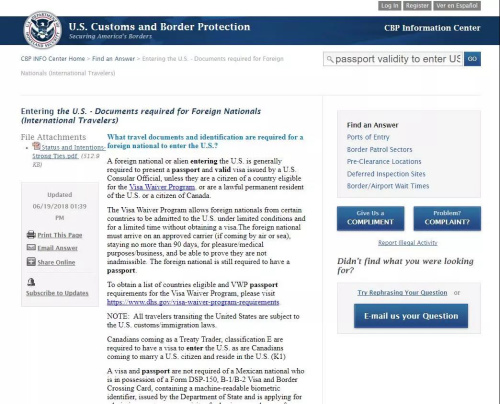 美国海关和边境保护局网站相关规定页面截图。