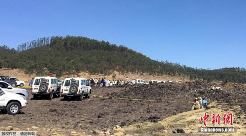 当地时间2019年3月10日，埃塞尔比亚亚的斯亚贝巴，搜救队继续在埃塞俄比亚航空坠机现场进行残骸清理和遗体搜寻工作。当天，埃航一架从亚的斯亚贝巴飞往肯尼亚内罗毕的客机在起飞后不久坠毁，机上149名乘客和8名机组人员无一生还。