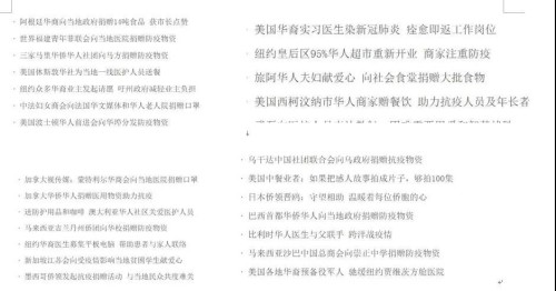 各国华侨华人帮助当地战疫的故事数不胜数。