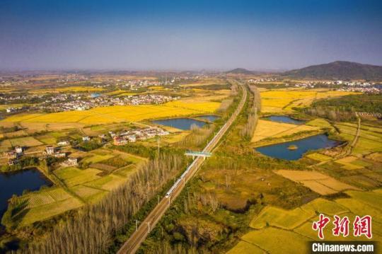 航拍安徽肥东岘山秋色环境治理重现乡村美景