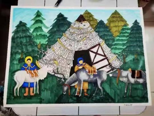 敖魯古雅鄂溫克族少年兒童受邀參加世界馴鹿畫展