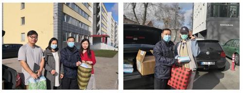 驻立陶宛大使馆为在立中国留学生发放防疫物资