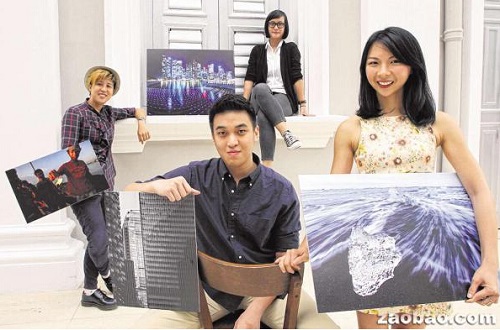 新加坡青少年摄影奖的四名优胜奖得主是叶淑慧（右一顺时针）、许泽弘、黄淑芬及张润玲。（新加坡《联合早报》/邝启聪