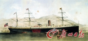 当年“日本”号客船的复原图。
