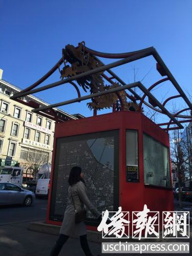 华埠旅游资讯亭重开尚需时日。(美国《侨报》/苏夏竹