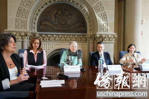 纽约市教育局长法瑞娜举办少数族裔媒体圆桌会议。(美国《侨报》/陈辰