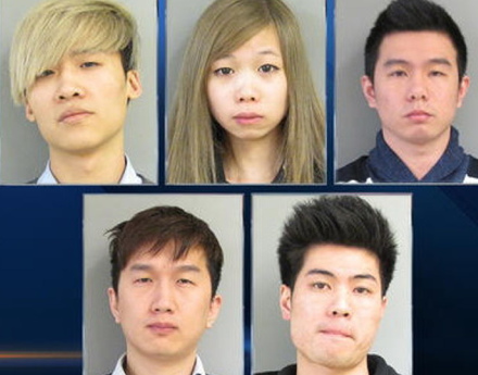 布鲁克林五名华裔青年涉嫌到外州盗刷信用卡被捕。(图片摘自美国《世界日报》/警方提供)