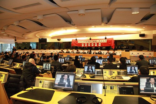 图为欧洲文成华侨华人(社团)联合总会年会会场全景图