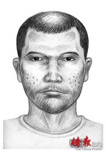 纽约市警总局公布将皇后区将华裔少女推下站台疑犯画像。(美国《侨报》/宋旸