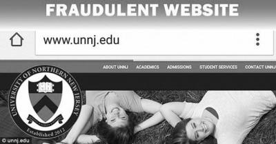 北新泽西大学的官方网站上可见其校徽。（京华时报）