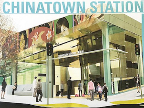 预定2019年启用的中央地铁华埠车站。(美国《世界日报》/李秀兰