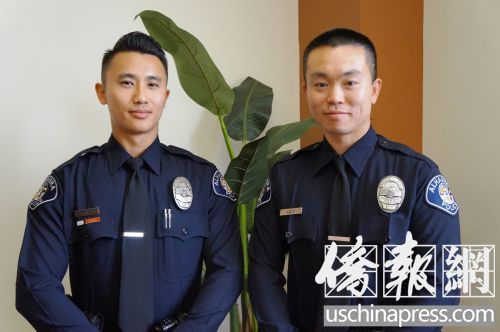 两位华裔警官倪警员（左）和刘警员（右）。（阿罕布拉市警局提供）