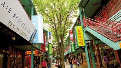 热闹的华埠广场是近十多年来南华埠繁荣进步的代名词。（美国《星岛日报》/梁敏育