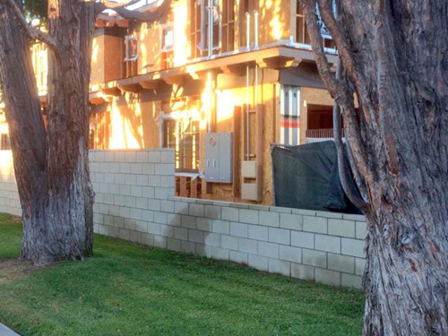 中国侨网陈医师怀疑嫌犯从后院矮墙进入，图为矮墙没有被植物遮住的样子。（美国《世界日报》）