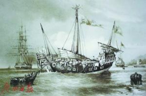 中国侨网十九世纪在东南亚海域的中国帆船。