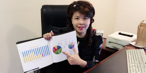 中国侨网砂民主行动党朋岭区州议员杨薇讳展示2015年砂公共服务委员会面试和录取的统计数据表。（马来西亚《诗华日报》）