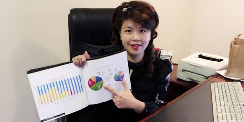 中国侨网砂民主行动党朋岭区州议员杨薇讳展示2015年砂公共服务委员会面试和录取的统计数据表。(马来西亚《诗华日报》)