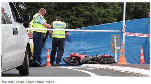 中国侨网一名骑摩托的华人出车祸死亡。（新西兰天维网图片）