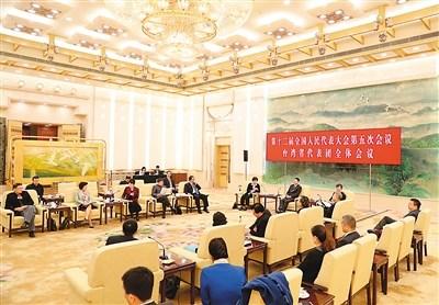 中国侨网三月十日，十二届全国人大五次会议台湾代表团全体会议向媒体开放。　新华社记者 陈建力摄