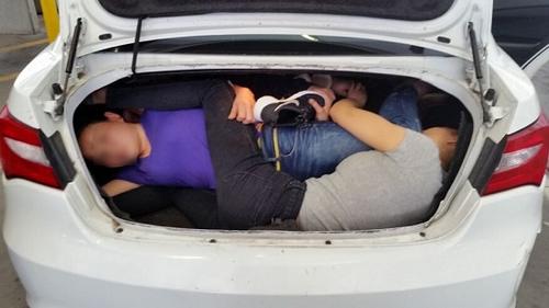 中国侨网汽车后备箱中藏有4名中国非法移民。