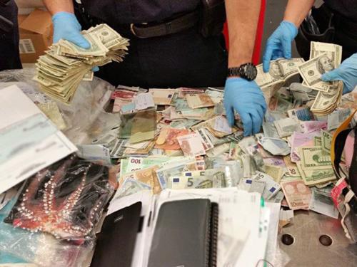 中国侨网海关及边境保护局(CBP)每年出动嗅钱警犬,“抓”携带超额现金出入境旅客。(美国《世界日报》/CBP提供)