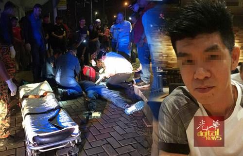 中国侨网王国安遭暴打,在夜店外昏迷倒地。(马来西亚《光华日报》)